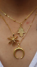 Set of 3- Star anise, Hamsa, Cresent moon pendant
